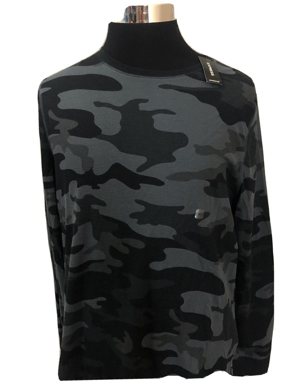 Express Shirt Mens XS Camouflage Blue Pullover Tee Sweater Lightweight N29